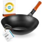 Small Yosukata Sartén Wok de Acero al Carbono Negro de 34cm