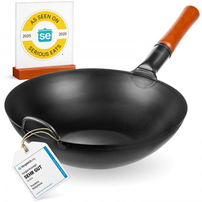 Yosukata Sartén Wok de Acero al Carbono Negro de 34cm