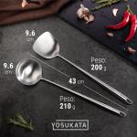 Small Yosukata Sartén Wok de Acero al Carbono Negro de 34cm + Juego de Espátula y Cucharón para wok de 43cm