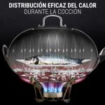 Small Yosukata Wok de Acero al Carbono Azul de 34 cm + Tapa para Wok de 32.5 cm - Tapadera para Wok de Acero Inoxidable