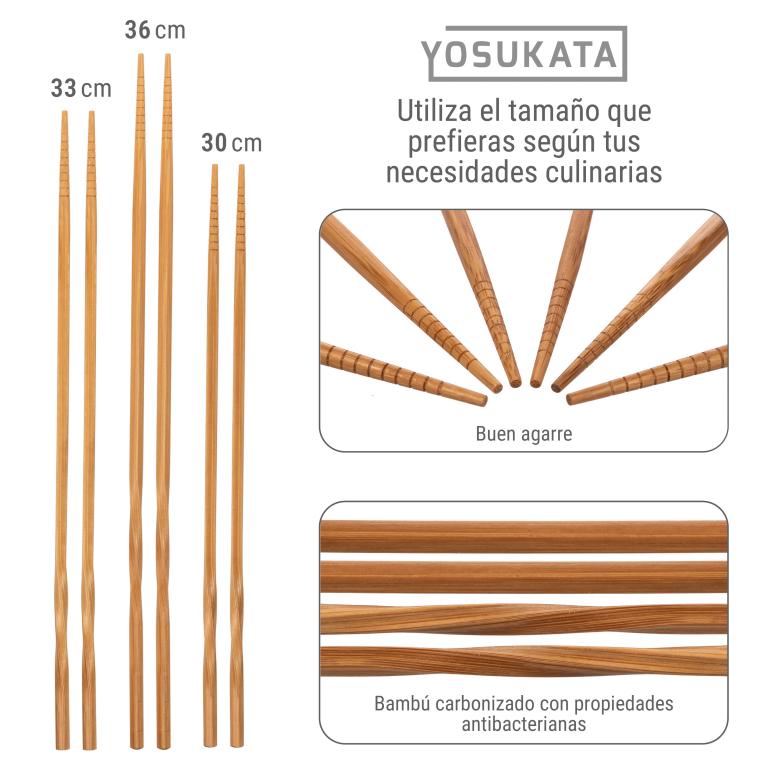 Yosukata Juego de espátula y cucharón de hierro de 43 cm y palillos para wok