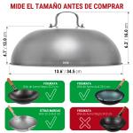 Small Yosukata Tapa para Wok de 32.5 cm - Tapadera para Wok de Acero Inoxidable