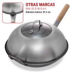 Small Yosukata Tapa para Wok de 32.5 cm - Tapadera para Wok de Acero Inoxidable