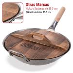 Small Yosukata Tapa de Madera de 34cm para Woks de Acero al Carbono y Hierro Fundido