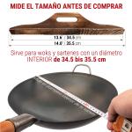 Small Yosukata Tapa de Madera de 36cm para Woks de Acero al Carbono y Hierro Fundido