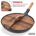 Small Yosukata Tapa de Madera de 36cm para Woks de Acero al Carbono y Hierro Fundido