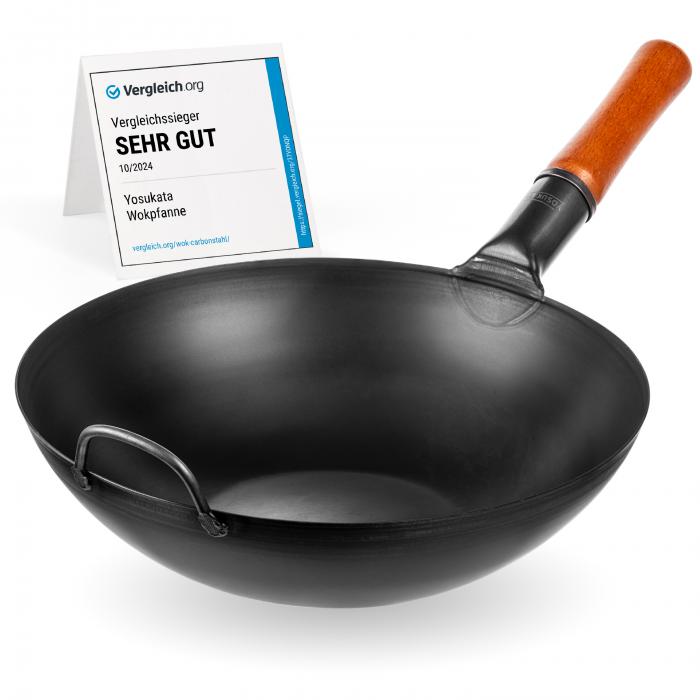 Sartén Wok de Acero al Carbono Negro de 34cm