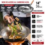 Small Yosukata Wok de Acero Azul de 36cm