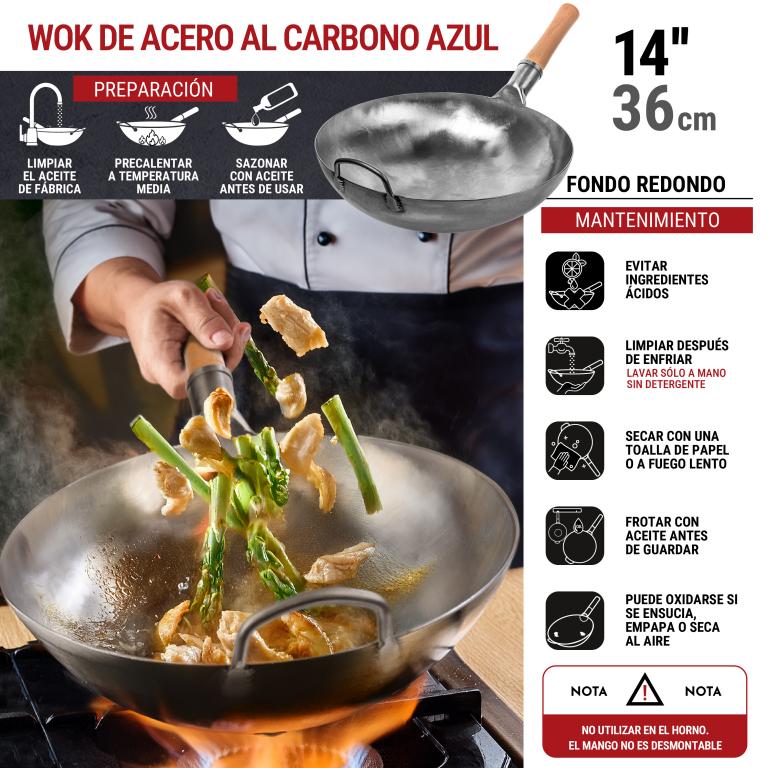 Yosukata Wok de Acero Azul de 36cm