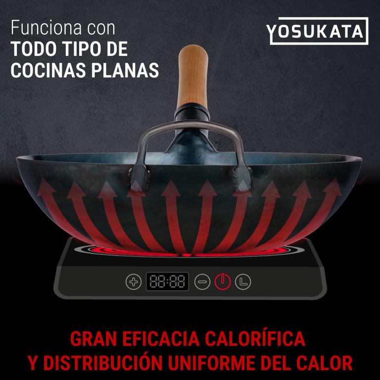 Yosukata Wok de Acero al Carbono Azul de 34 cm