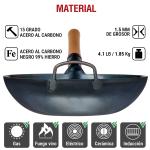 Small Yosukata Wok de Acero al Carbono Azul de 34 cm